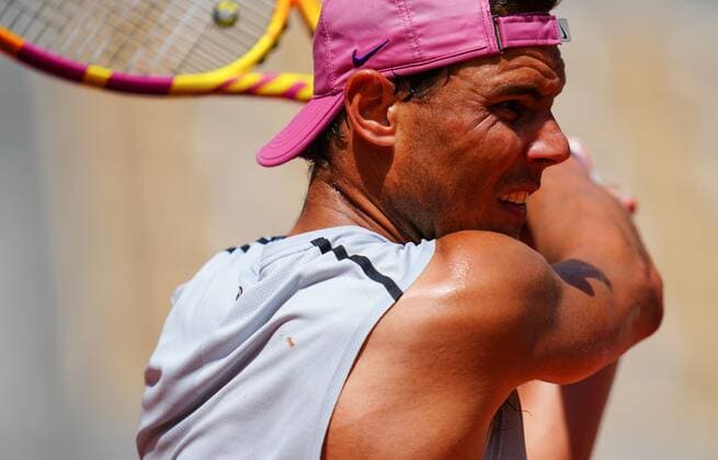 Mandatory Credit: Photo by Javier Garcia BPI Shutterstock (11976928di) Rafael Nadal practices French Open Tennis, Friday Previews, Roland Garros, Paris, France - 28 May 2021 French Open Tennis, Friday Previews, Roland Garros, Paris, France - 28 May 2021  Copyright: xJavierxGarcia BPI Shutterstockx 11976928di