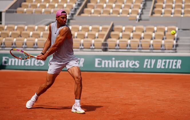 Mandatory Credit: Photo by Javier Garcia BPI Shutterstock (11976928cs) Rafael Nadal practices French Open Tennis, Friday Previews, Roland Garros, Paris, France - 28 May 2021 French Open Tennis, Friday Previews, Roland Garros, Paris, France - 28 May 2021  Copyright: xJavierxGarcia BPI Shutterstockx 11976928cs