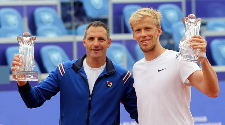28.05.2021 Belgrade(Serbia) ATP, Tennis Herren Belgrade Open men s tennis doubles final Jonathan Erlich(Israel),Andrei Vasilevski( Belarus) first place :