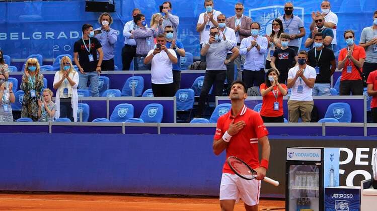 BELGRADE, SERBIA - MAY 27: ATP, Tennis Herren Belgrade Open men s tennis singles 1 4 final Novak Djokovic. Pictured on May 27, 2021 in Belgrade, Serbia - 27 05 2021. TENNIS : Tournoi de Belgrade - ATP 250 - Belgrade - 28 05 2021 PhotoNews Panoramic 