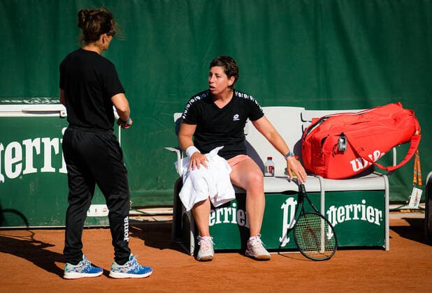 May 28, 2021: Carla Suarez Navarro of Spain during practice ahead of the 2021 Roland Garros Grand Slam Tournament - ZUMAa181 20210528_zaa_a181_047 Copyright: xRobxPrangex