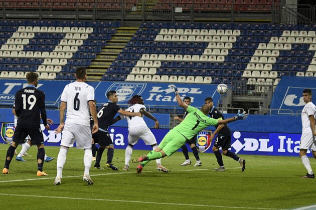 Gian Marco Ferrari (Italy)Elia Benedettini (San Marino) he scored the second goal for his team during the Uefa European Championship, EM, Europameisterschaft 2020 Friendly match between Italy 7-0 San Marino at Sardegna Arena on May 28, 2021 in Cagliari, Italy. Noxthirdxpartyxsales  (161403781)