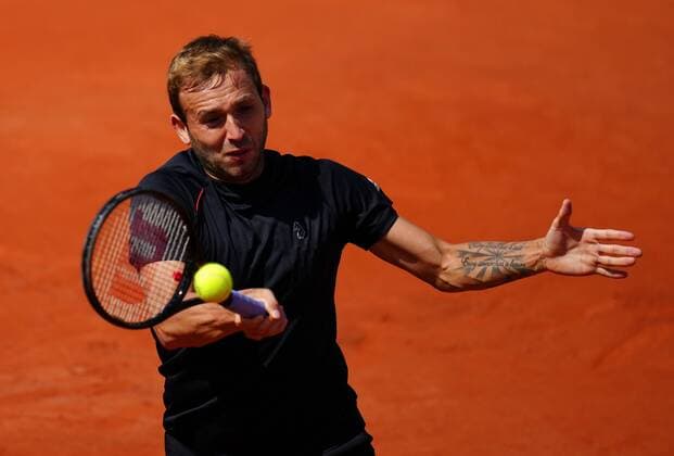 Mandatory Credit: Photo by Javier Garcia BPI Shutterstock (11977033p) Dan Evans practices on the eve of the start of the tournament - the tattoo on his forearm reads Every saint has a past. Every sinner has a future French Open Tennis, Saturday Previews, Roland Garros, Paris, France - 29 May 2021 French Open Tennis, Saturday Previews, Roland Garros, Paris, France - 29 May 2021  Copyright: xJavierxGarcia BPI Shutterstockx 11977033p