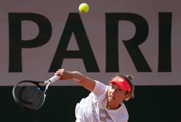 Belgian Elise Mertens pictured in action during the morning training session at the Roland Garros French Open tennis tournament, in Paris, France, Saturday 29 May 2021. This year s tournament takes place from 24 May to 13 June. BENOITxDOPPAGNE  x2724157x