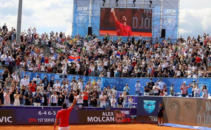 Sport Bilder des Tages 29.05.2021 Belgrade(Serbia) ATP, Tennis Herren Belgrade Open men s tennis singles final Novak Djokovic winner of the tournament greeting fans :Str