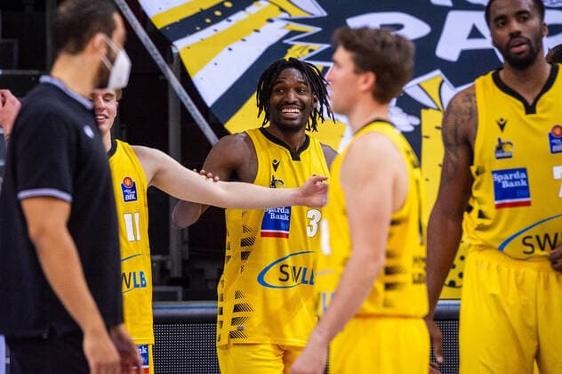 Joy at Jaleen Smith MHP RIESEN Ludwigsburg 3 1 Basketball Bundesliga easyCredit BBL MHP RIESEN Ludwigsburg Bayern Muenchen on 29 05 2021 in Ludwigsburg MHPArena , Baden Wuerttemberg, Germany Ludwigsburg 29 05 21 Basketball , 29 05 2021, Ludwigsburg Germany xpxsdx