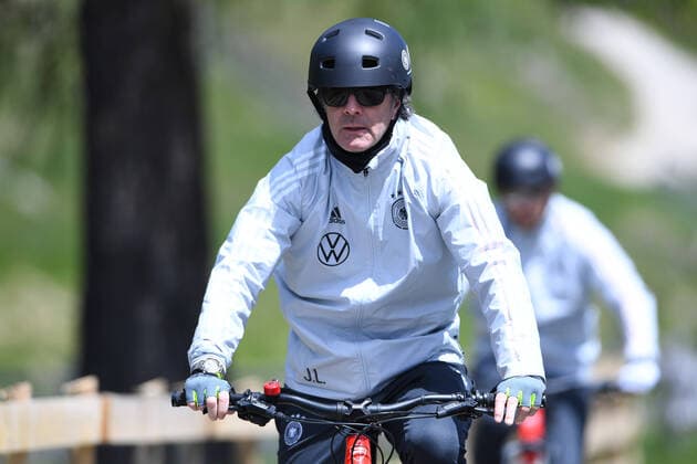 German national football team training camp on 30 05 2021 in Seefeld Joachim Jogi Löw national coach Germany on the bike xHDx