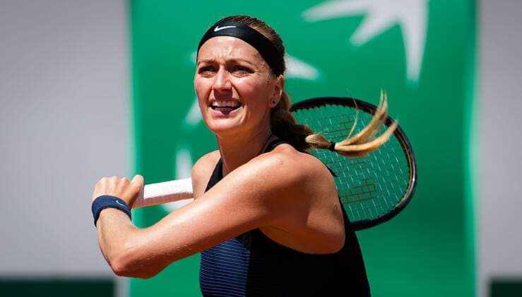 Mandatory Credit: Photo by Rob Prange Shutterstock (11977009bj) Petra Kvitova of the Czech Republic in action during the first round of the 2021 Roland Garros Grand Slam Tournament French Open Tennis, Day One, Roland Garros, Paris, France - 30 May 2021 French Open Tennis, Day One, Roland Garros, Paris, France - 30 May 2021  Copyright: xRobxPrange Shutterstockx 11977009bj