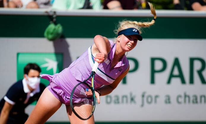 Mandatory Credit: Photo by Rob Prange Shutterstock (11977009ct) Clara Tauson of Denmark in action during the first round of the 2021 Roland Garros Grand Slam Tournament French Open Tennis, Day One, Roland Garros, Paris, France - 30 May 2021 French Open Tennis, Day One, Roland Garros, Paris, France - 30 May 2021  Copyright: xRobxPrange Shutterstockx 11977009ct