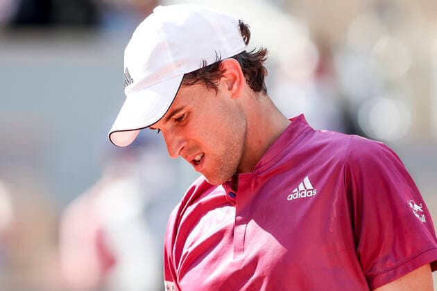 TENNIS - ATP, Tennis Herren French Open 2021 PARIS,FRANCE,30.MAY.20 - TENNIS - ATP World Tour, French Open, Roland Garros, Grand Slam. Image shows the disappointment of Dominic Thiem (AUT).  GEPAxpictures xPatrickxSteiner