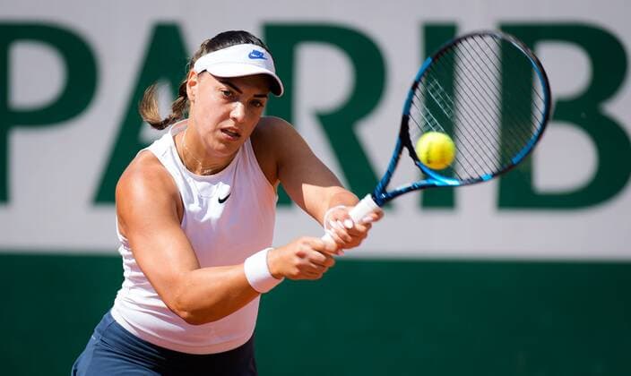 Mandatory Credit: Photo by Rob Prange Shutterstock (11977009dc) Ana Konjuh of Croatia in action during the first round of the 2021 Roland Garros Grand Slam Tournament French Open Tennis, Day One, Roland Garros, Paris, France - 30 May 2021 French Open Tennis, Day One, Roland Garros, Paris, France - 30 May 2021  Copyright: xRobxPrange Shutterstockx 11977009dc