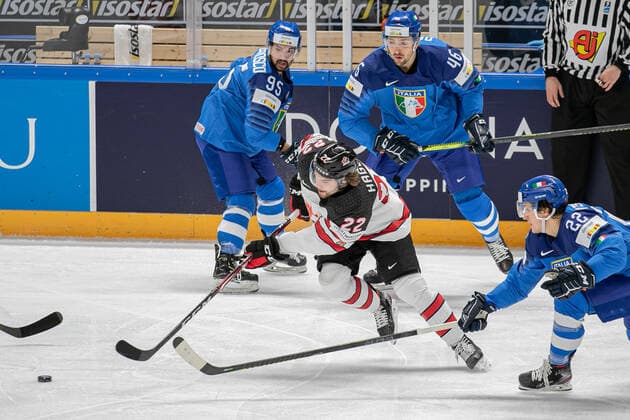 May 30, 2021, Riga, Latvia: Riga, Latvia, Arena Riga, May 30, 2021, DeLuca (Italy) during World Championship, WM, Weltmeisterschaft 2021 - Italy vs Canada - Ice hockey, Eishockey Ice Hockey - World Championship 2021 - Italy vs Canada, riga, Latvia - ZUMAl164 20210530_zsa_l164_061 Copyright: xAndreaxRex