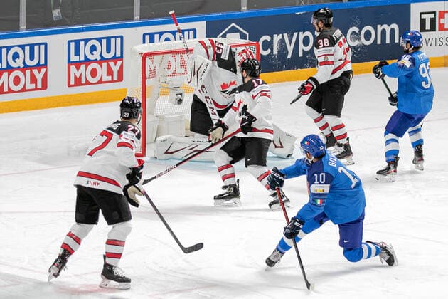 May 30, 2021, Riga, Latvia: Riga, Latvia, Arena Riga, May 30, 2021, Giliati (Italy)..Hill (Canada) during World Championship, WM, Weltmeisterschaft 2021 - Italy vs Canada - Ice hockey, Eishockey Ice Hockey - World Championship 2021 - Italy vs Canada, riga, Latvia - ZUMAl164 20210530_zsa_l164_066 Copyright: xAndreaxRex