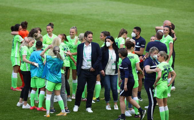 Frankfurt vs VfL, DFB Pokal final women Cologne, 30 05 2021, FOOTBALL Eintracht Frankfurt vs VfL Wolfsburg, DFB Pokal final women, season 2020 21 final cheer, sport director Ralf Kellermann VfL Wolfsburg Cologne