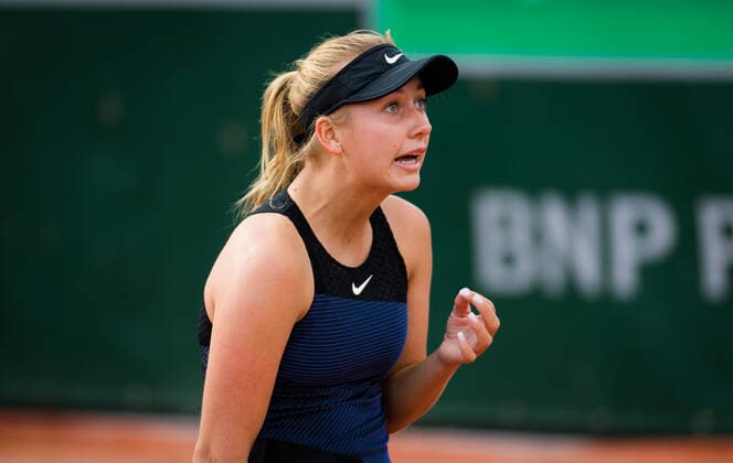 May 30, 2021: Anastasia Potapova of Russia in action during the first round of the 2021 Roland Garros Grand Slam Tournament against Leylah Fernandez of Canada - ZUMAa181 20210530_zaa_a181_198 Copyright: xRobxPrangex