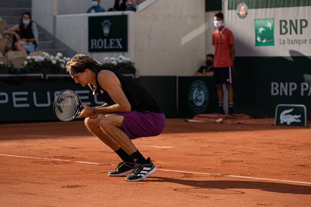 (210531) -- PARIS, May 31, 2021 -- Alexander Zverev of Germany reacts during the men s singles first round match against Oscar Otte of Germany at the French Open tennis tournament at Roland Garros in Paris, France, May 30, 2021. (Photo by Xinhua) (SP)FRANCE-PARIS-TENNIS-ROLAND GARROS-FRENCH OPEN-MEN S SINGLES AurelienxMorissard 