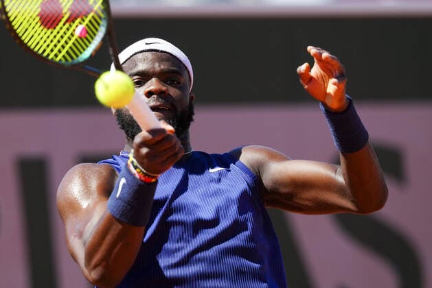 Mandatory Credit: Photo by Javier Garcia BPI Shutterstock (11977038a) Frances Tiafoe during his first round match French Open Tennis, Day Two, Roland Garros, Paris, France - 31 May 2021 French Open Tennis, Day Two, Roland Garros, Paris, France - 31 May 2021  Copyright: xJavierxGarcia BPI Shutterstockx 11977038a