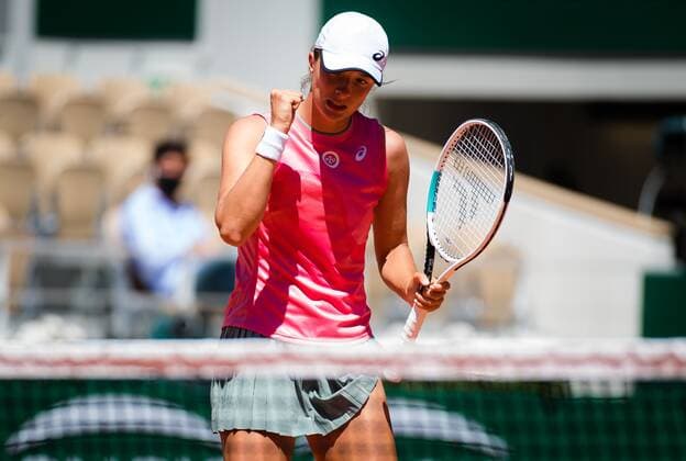 Mandatory Credit: Photo by Rob Prange Shutterstock (11977019ay) Iga Swiatek of Poland in action during the first round of the 2021 Roland Garros Grand Slam Tournament French Open Tennis, Day Two, Roland Garros, Paris, France - 31 May 2021 French Open Tennis, Day Two, Roland Garros, Paris, France - 31 May 2021  Copyright: xRobxPrange Shutterstockx 11977019ay