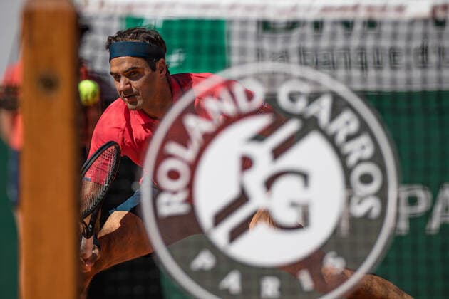 Roger FEDERER of Switzerland plays a ball against Denis Istomin of Uzbekistan on the first round of the French Open tennis tournament at Roland Garros in Paris, France, 31 May 2021. Roland Garros 2021 will run from 30 May to 13 June 2021.  Copyright: xAurelienxMorissardx