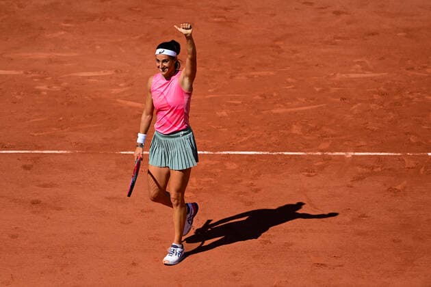 Joie de Caroline Garcia (Fra) TENNIS : Internationaux de France Roland Garros 2021 - Paris - 31 05 2021 JBAutissier Panoramic 