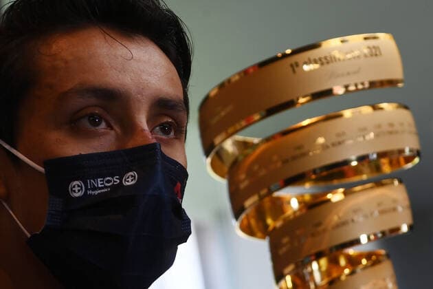 Photo Gian Mattia D Alberto LaPresse May 31, 2021 Milan, Italy Cycling Giro d Italia 2021 - 104th edition In the pic: BERNAL GOMEZ Egan Arley (COL) (INEOS GRENADIERS) winner of the Giro d Italia 2021 with the Endless Trophy  Copyright: xGianxMattiaxD Alberto LaPressex