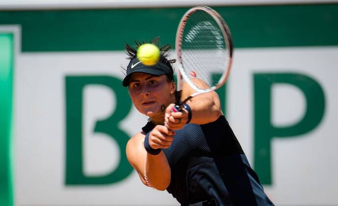 Mandatory Credit: Photo by Rob Prange Shutterstock (11977019en) Bianca Andreescu of Canada in action during the first round of the 2021 Roland Garros Grand Slam Tournament French Open Tennis, Day Two, Roland Garros, Paris, France - 31 May 2021 French Open Tennis, Day Two, Roland Garros, Paris, France - 31 May 2021  Copyright: xRobxPrange Shutterstockx 11977019en