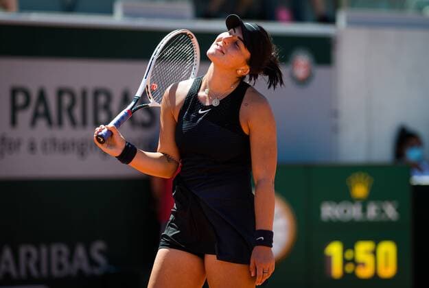 Mandatory Credit: Photo by Rob Prange Shutterstock (11977019ef) Bianca Andreescu of Canada in action during the first round of the 2021 Roland Garros Grand Slam Tournament French Open Tennis, Day Two, Roland Garros, Paris, France - 31 May 2021 French Open Tennis, Day Two, Roland Garros, Paris, France - 31 May 2021  Copyright: xRobxPrange Shutterstockx 11977019ef