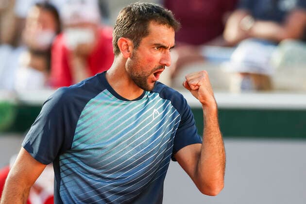 TENNIS - French Open 2021 PARIS,FRANCE,31.MAY.21 - TENNIS - ATP, Tennis Herren World Tour, French Open, Roland Garros, Grand Slam. Image shows the rejoicing of Marin Cilic (CRO).  GEPAxpictures xPatrickxSteiner