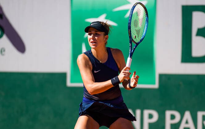May 31, 2021: Belinda Bencic of Switzerland in action during the first round of the 2021 Roland Garros Grand Slam Tournament against Nadia Podoroska of Argentina - ZUMAa181 20210531_zaa_a181_145 Copyright: xRobxPrangex