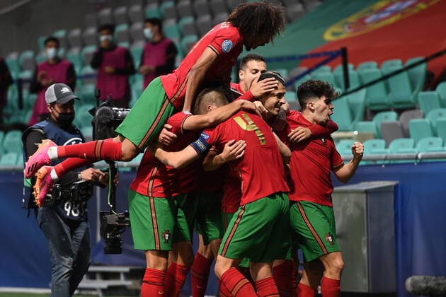 Fußball, U21 EM Viertelfinale, Portugal - Italien Db Lubiana (Slovenia) 31 05 2021 - Europeo Under 21 Slovenia-Ungheria 2021 Portogallo-Italia foto Daniele Buffa Image nella foto: esultanza gol Dany Mota Carvalho 