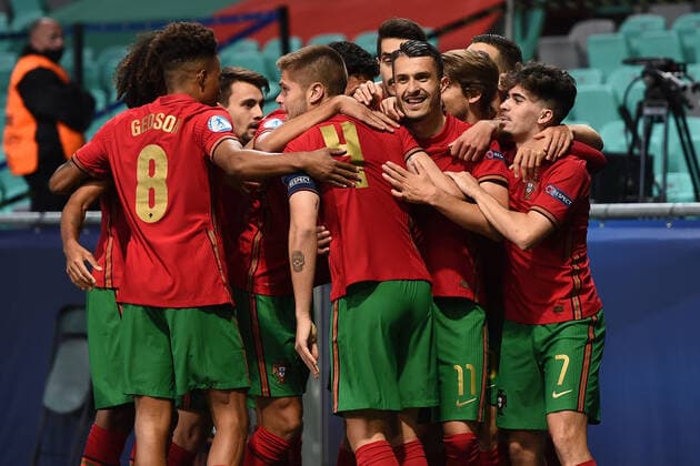 Fußball, U21 EM Viertelfinale, Portugal - Italien Db Lubiana (Slovenia) 31 05 2021 - Europeo Under 21 Slovenia-Ungheria 2021 Portogallo-Italia foto Daniele Buffa Image nella foto: esultanza gol Dany Mota Carvalho 