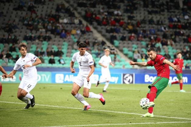 Ljubljana, Slovenia, 31st May 2021. Dany Mota of Portugal scores to give the side a 2-0 lead during the UEFA U21, U 21 Championships 2021 match at Stadion Stoczicw, Ljubljana. Picture credit should read: Jonathan Moscrop Sportimage EDITORIAL USE ONLY. No use with unauthorised audio, video, data, fixture lists, club league logos or live services. Online in-match use limited to 120 images, no video emulation. No use in betting, games or single club league player publications. SPI-1070-0007