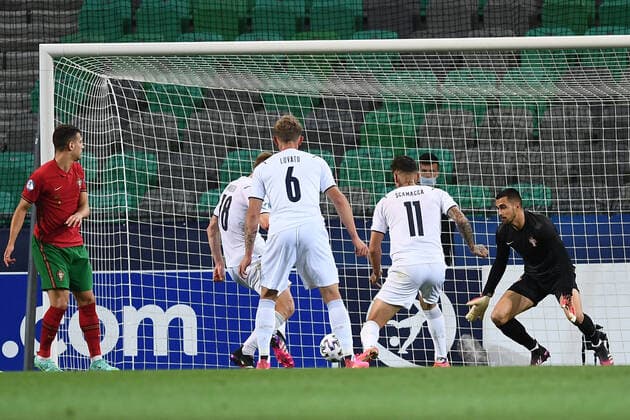 Fußball, U21 EM Viertelfinale, Portugal - Italien Db Lubiana (Slovenia) 31 05 2021 - Europeo Under 21 Slovenia-Ungheria 2021 Portogallo-Italia foto Daniele Buffa Image nella foto: gol Tommaso Pobega 