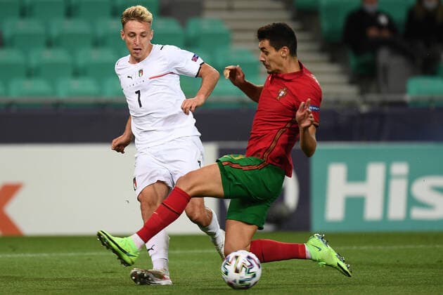 Fußball, U21 EM Viertelfinale, Portugal - Italien Db Lubiana (Slovenia) 31 05 2021 - Europeo Under 21 Slovenia-Ungheria 2021 Portogallo-Italia foto Daniele Buffa Image nella foto: Davide Frattesi 