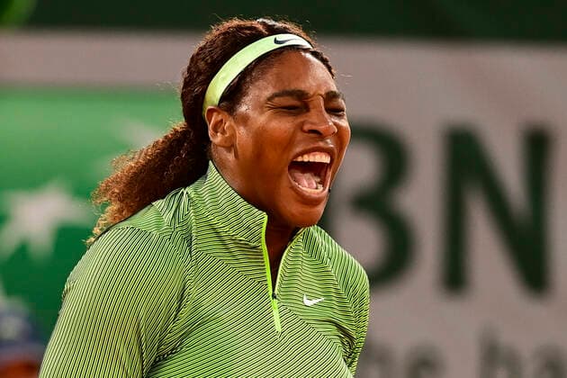 joie de Serena Williams (usa) TENNIS : Internationaux de France Roland Garros 2021 - Paris - 31 05 2021 JBAutissier Panoramic 
