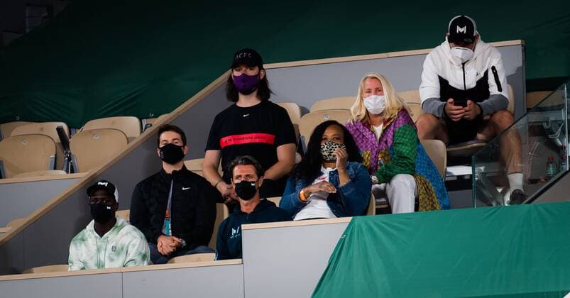 Mandatory Credit: Photo by Rob Prange Shutterstock (11977019gt) Serena Williams Team during the first round of the 2021 Roland Garros Grand Slam Tournament French Open Tennis, Day Two, Roland Garros, Paris, France - 31 May 2021 French Open Tennis, Day Two, Roland Garros, Paris, France - 31 May 2021  Copyright: xRobxPrange Shutterstockx 11977019gt