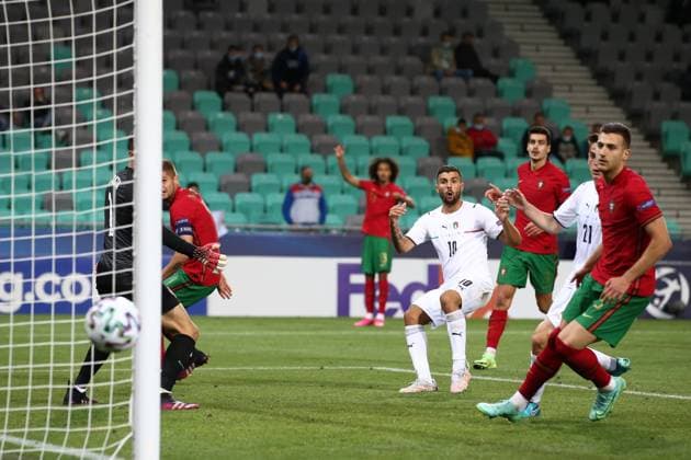 Ljubljana, Slovenia, 31st May 2021. Patrick Cutrone of Italy looks on as his effort falls agonisingly wide of the upright during the UEFA U21, U 21 Championships 2021 match at Stadion Stoczicw, Ljubljana. Picture credit should read: Jonathan Moscrop Sportimage EDITORIAL USE ONLY. No use with unauthorised audio, video, data, fixture lists, club league logos or live services. Online in-match use limited to 120 images, no video emulation. No use in betting, games or single club league player publications. SPI-1070-0029