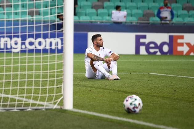 Ljubljana, Slovenia, 31st May 2021. Patrick Cutrone of Italy reacts following the 4-3 defeat at the final whistle of the UEFA U21, U 21 Championships 2021 match at Stadion Stoczicw, Ljubljana. Picture credit should read: Jonathan Moscrop Sportimage EDITORIAL USE ONLY. No use with unauthorised audio, video, data, fixture lists, club league logos or live services. Online in-match use limited to 120 images, no video emulation. No use in betting, games or single club league player publications. SPI-1070-0030