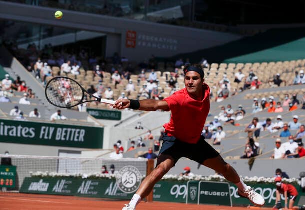(210601) -- PARIS, June 1, 2021 -- Roger Federer of Switzerland returns the ball during the men s singles first round match against Denis Istomin of Uzbekistan at the French Open tennis tournament at Roland Garros in Paris, France, May 31, 2021. ) (SP)FRANCE-PARIS-TENNIS-ROLAND GARROS-FRENCH OPEN-MEN S SINGLES GaoxJing 