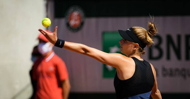 Mandatory Credit: Photo by Rob Prange Shutterstock (11988196m) Katarina Zavatska of Ukraine in action during the first round at the 2021 Roland Garros Grand Slam Tournament French Open Tennis, Day Three, Roland Garros, Paris, France - 01 Jun 2021 French Open Tennis, Day Three, Roland Garros, Paris, France - 01 Jun 2021  Copyright: xRobxPrange Shutterstockx 11988196m