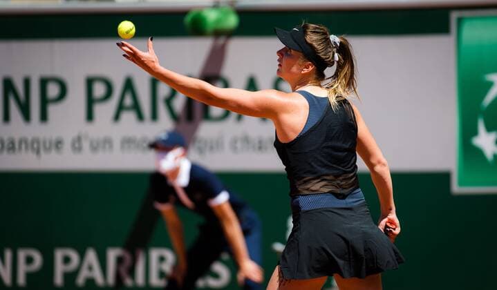 Mandatory Credit: Photo by Rob Prange Shutterstock (11988196af) Elina Svitolina of the Ukraine in action during the first round at the 2021 Roland Garros Grand Slam Tournament French Open Tennis, Day Three, Roland Garros, Paris, France - 01 Jun 2021 French Open Tennis, Day Three, Roland Garros, Paris, France - 01 Jun 2021  Copyright: xRobxPrange Shutterstockx 11988196af