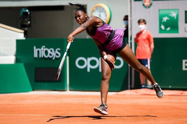 Mandatory Credit: Photo by Rob Prange Shutterstock (11988196x) Oceane Babel of France in action during the first round at the 2021 Roland Garros Grand Slam Tournament French Open Tennis, Day Three, Roland Garros, Paris, France - 01 Jun 2021 French Open Tennis, Day Three, Roland Garros, Paris, France - 01 Jun 2021  Copyright: xRobxPrange Shutterstockx 11988196x