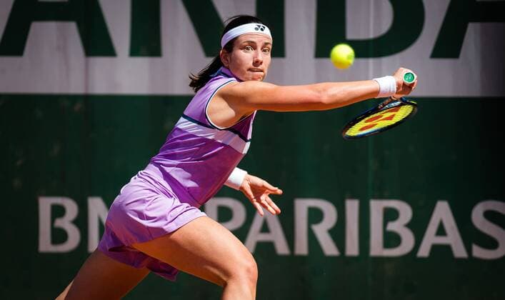 Mandatory Credit: Photo by Rob Prange Shutterstock (11988196bk) Anastasija Sevastova of Latvia in action during the first round at the 2021 Roland Garros Grand Slam Tournament French Open Tennis, Day Three, Roland Garros, Paris, France - 01 Jun 2021 French Open Tennis, Day Three, Roland Garros, Paris, France - 01 Jun 2021  Copyright: xRobxPrange Shutterstockx 11988196bk
