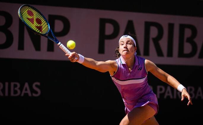 Mandatory Credit: Photo by Rob Prange Shutterstock (11988196bf) Anastasija Sevastova of Latvia in action during the first round at the 2021 Roland Garros Grand Slam Tournament French Open Tennis, Day Three, Roland Garros, Paris, France - 01 Jun 2021 French Open Tennis, Day Three, Roland Garros, Paris, France - 01 Jun 2021  Copyright: xRobxPrange Shutterstockx 11988196bf