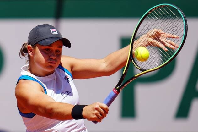 Mandatory Credit: Photo by Javier Garcia BPI Shutterstock (11988207ak) Ashleigh Barty during her first round match French Open Tennis, Day Three, Roland Garros, Paris, France - 01 Jun 2021 French Open Tennis, Day Three, Roland Garros, Paris, France - 01 Jun 2021  Copyright: xJavierxGarcia BPI Shutterstockx 11988207ak