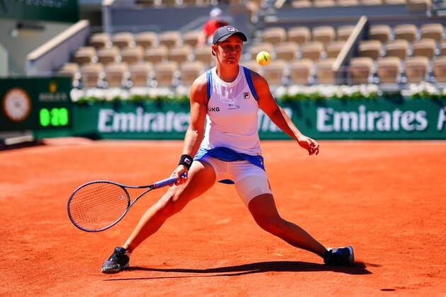 Mandatory Credit: Photo by Javier Garcia BPI Shutterstock (11988207bf) Ashleigh Barty during her first round match French Open Tennis, Day Three, Roland Garros, Paris, France - 01 Jun 2021 French Open Tennis, Day Three, Roland Garros, Paris, France - 01 Jun 2021  Copyright: xJavierxGarcia BPI Shutterstockx 11988207bf