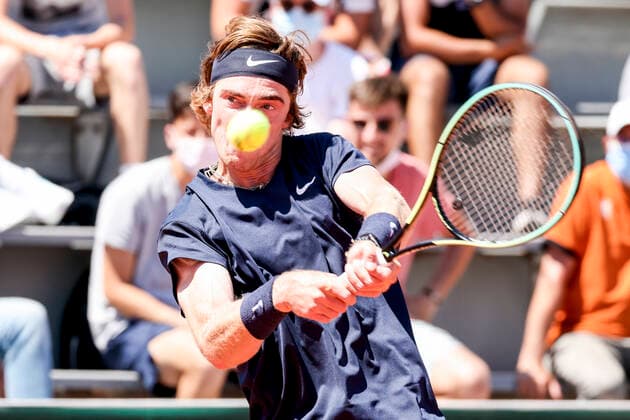 TENNIS - French Open 2021 PARIS,FRANCE,01.June.21 - TENNIS - ATP, Tennis Herren World Tour, French Open, Roland Garros, Grand Slam. Image shows Andrey Rublev (RUS).  GEPAxpictures xPatrickxSteiner