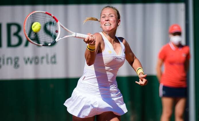 Mandatory Credit: Photo by Rob Prange Shutterstock (11988196df) Anett Kontaveit of Estonia in action during the first round at the 2021 Roland Garros Grand Slam Tournament French Open Tennis, Day Three, Roland Garros, Paris, France - 01 Jun 2021 French Open Tennis, Day Three, Roland Garros, Paris, France - 01 Jun 2021  Copyright: xRobxPrange Shutterstockx 11988196df