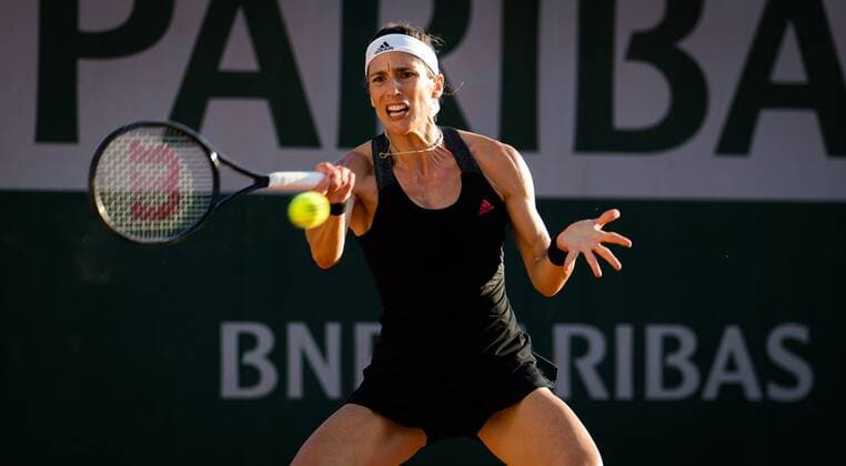 Mandatory Credit: Photo by Rob Prange Shutterstock (11988196fn) Andrea Petkovic of Germany in action during the first round at the 2021 Roland Garros Grand Slam Tournament French Open Tennis, Day Three, Roland Garros, Paris, France - 01 Jun 2021 French Open Tennis, Day Three, Roland Garros, Paris, France - 01 Jun 2021  Copyright: xRobxPrange Shutterstockx 11988196fn