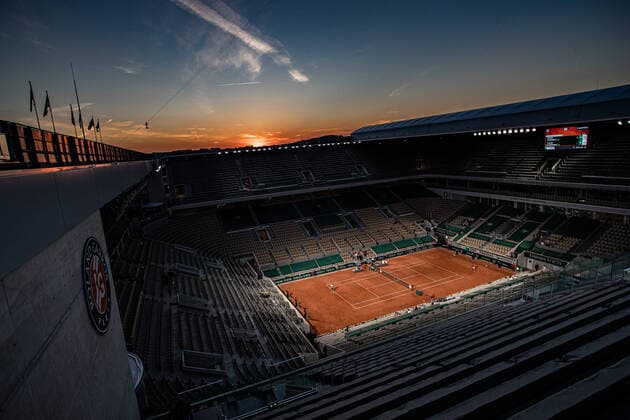 (210602) -- PARIS, June 2, 2021 -- Novak Djokovic of Serbia (R) plays the ball during the first round match against Tennys Sandgren of USA at the French Open tennis tournament at Roland Garros in Paris, France, June 1, 2021. (Photo by Xinhua) (SP)FRANCE-PARIS-TENNIS-ROLAND GARROS-FRENCH OPEN-MEN S SINGLES AurelienxMorissard 
